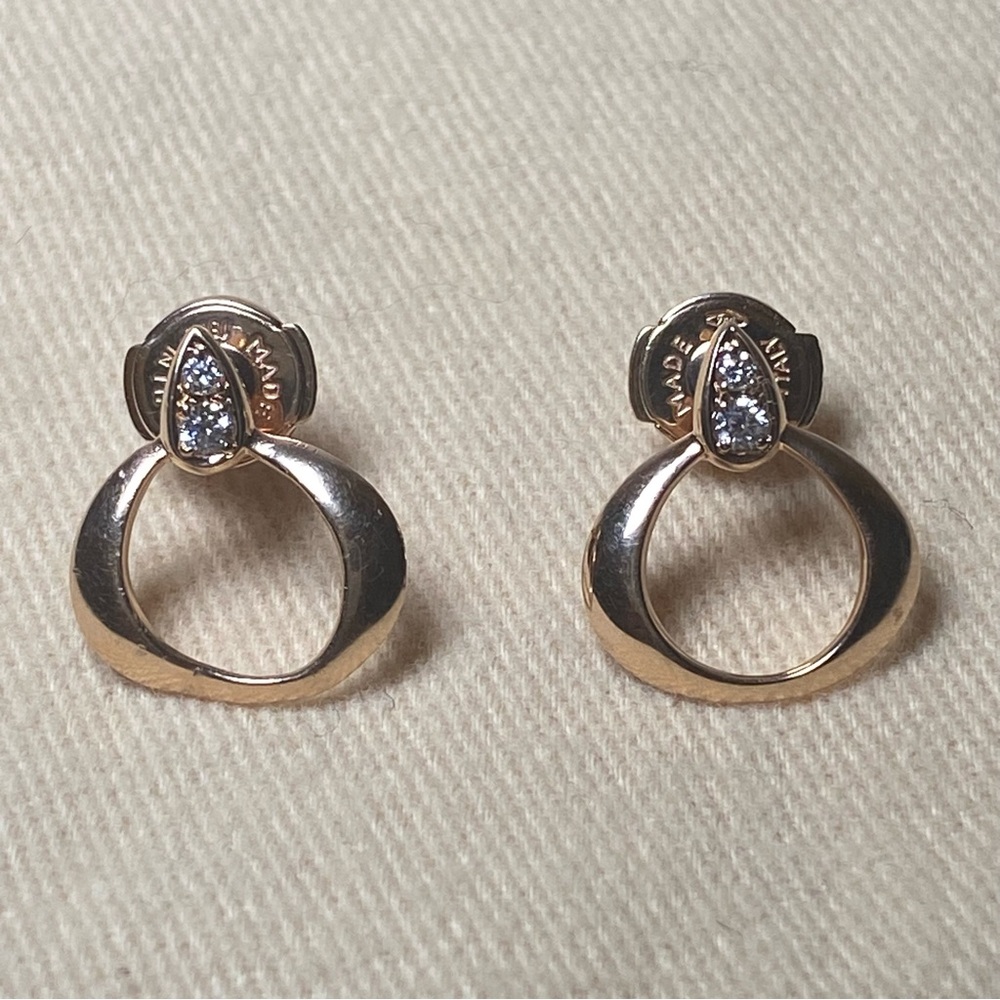 OMEGA Dewdrop 18K Yellow Gold Diamond Earrings - Picture 1 of 12
